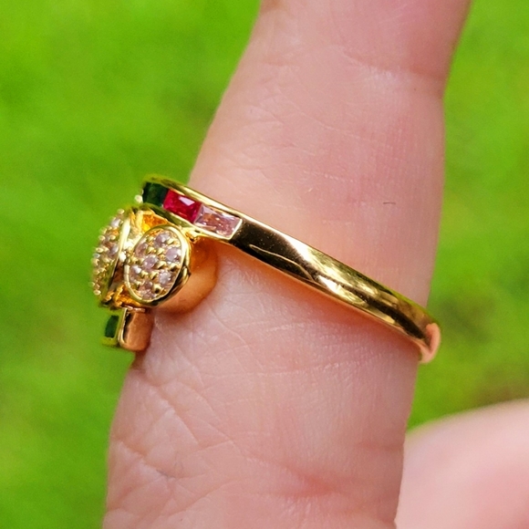 God's Promise Rainbow Diamond Gold Ring Size 6 - Picture 7 of 13